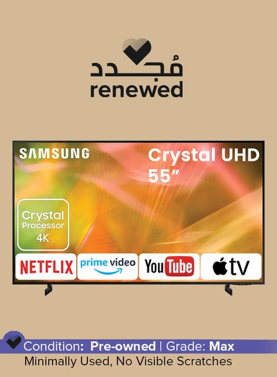 اشتري Renewed - 55 Inches AU8000 Crystal UHD 4K Flat Smart TV (2021) 55AU8000 / UA55AU8000U Black في الامارات