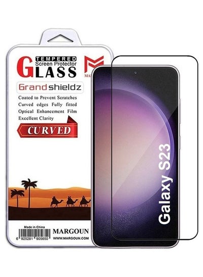 Buy Tempered Glass 9H Anti-Scratch Shatterproof HD Edge to Edge Full Coverage Film 6.1 inch for Samsung Galaxy S23 Screen Protector Clear/Black in UAE