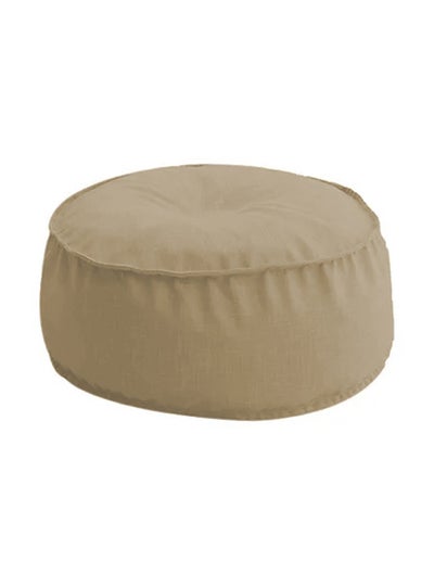 Buy Round Decorative Floor Cushion Linen Light Beige 70x40cm in Saudi Arabia