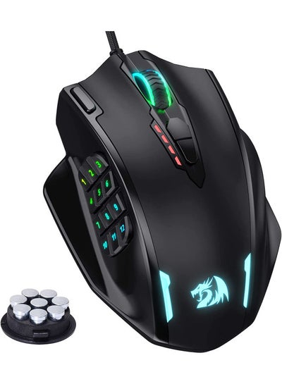 Buy M908 Impact RGB LED MMO Mouse with Side Buttons Optical Wired Gaming Mouse with 12,400DPI, 20 Programmable Mouse Buttons in Egypt