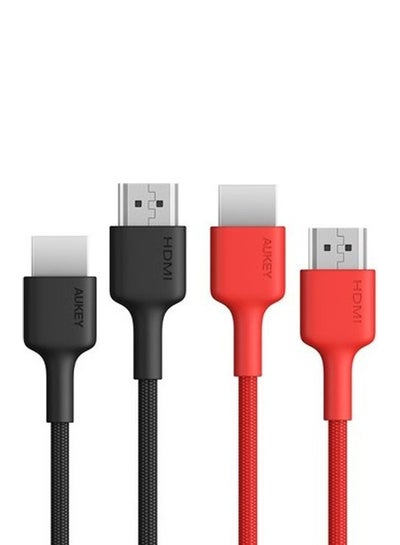 اشتري 2-Piece HDMI Cable 2M Red/Black في السعودية