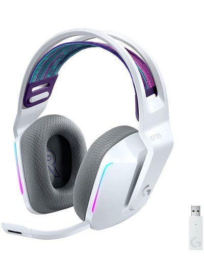 Buy G733 LightSpeed Wireless RGB Gaming Headset, PRO-G 40mm Driver, 6mm Cardioid Pickup Pattern Microphone, DTS Headphone X 2.0 Surround Sound, 16.8m Light Color, White | 981-000883 in UAE