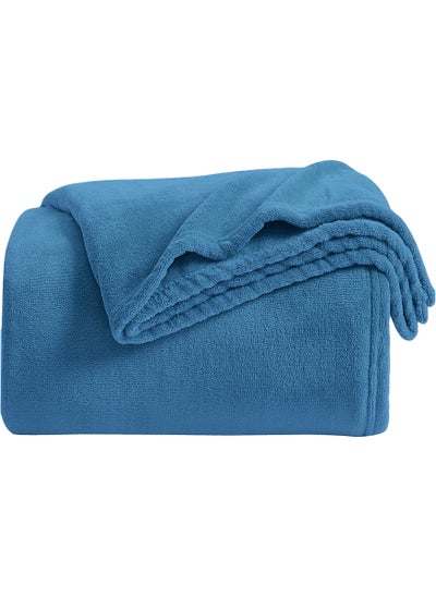 Buy Lightweight Summer Blanket Queen Size 310 GSM Extra Soft Fleece All Season Blanket And Sofa Throw Blue 150 x 200cm in UAE