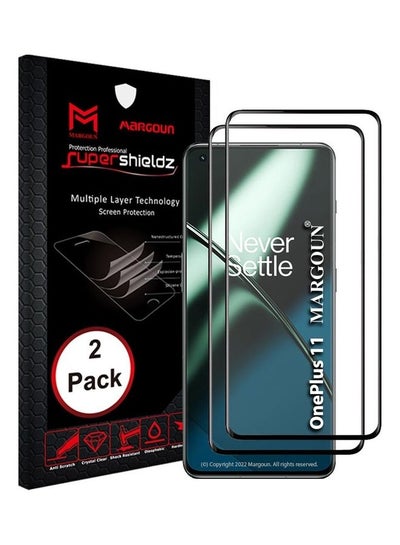 Buy 2Pack for OnePlus 11 Screen Protector Tempered Glass 9H Anti-Scratch Shatterproof HD Curved Edge to Edge Full Coverage Film 6.7 inch Clear/Black in UAE