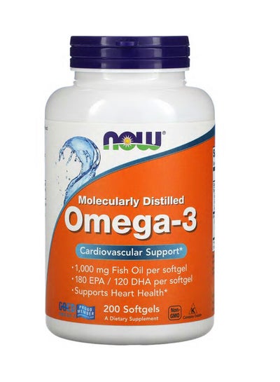 Buy Omega-3 Cardiovascular Support Dietary Supplement - 200 Softgels in UAE