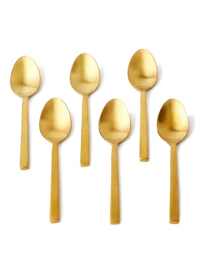 Buy 6 Piece Teaspoons Set - Made Of Stainless Steel - Silverware Flatware - Spoons - Spoon Set - Tea Spoons - Serves 6 - Design Gold Lyra Gold Lyra 6 Pc Tea Spoon in UAE