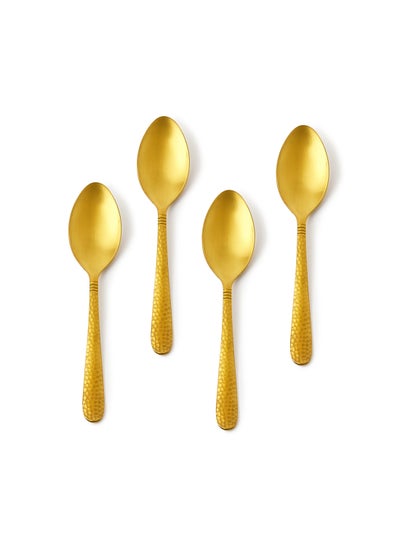 Buy 4 Piece Teaspoons Set - Made Of Stainless Steel - Silverware Flatware - Spoons - Spoon Set - Tea Spoons - Serves 4 - Design Gold Aster Gold Aster 4 Pc Tea Spoon in Saudi Arabia