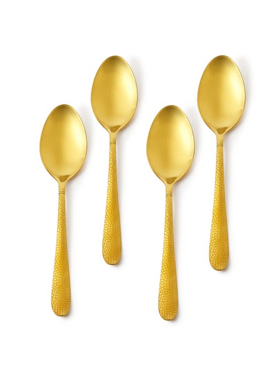 Buy 4 Piece Tablespoons Set - Made Of Stainless Steel - Silverware Flatware - Spoons - Spoon Set - Table Spoons - Serves 4 - Design Gold Aster Gold Aster 4 Pc Table Spoon in UAE