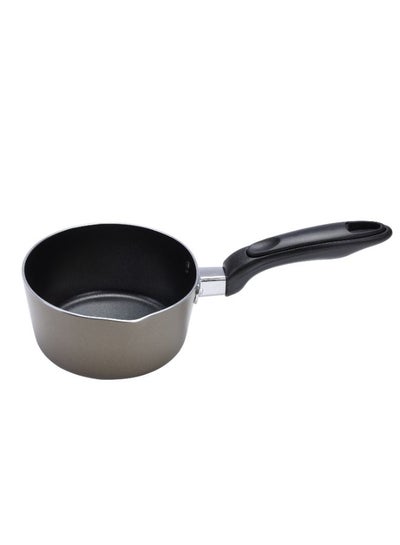 Buy Aluminium Milk Pan 18Cm Heat Resistant Exterior 18X9Cm Brown With Black Handle in Saudi Arabia