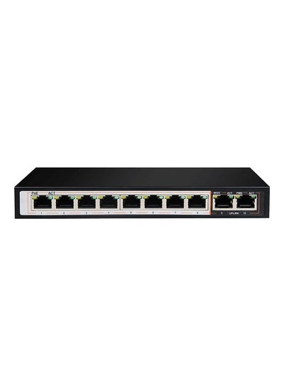 Buy 8GE PoE+ 2GE Uplink Switch, 250m Distance,10 Port 10/100/1000 Mbps, 6kV Light Protection, 120 Watts PoE Budget, Flow Control | DGS-F1010P-E Black in UAE