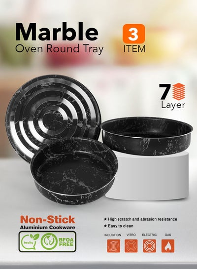 Buy Marble Round Oven Tray Black/White 24, 26, 30cm in Egypt