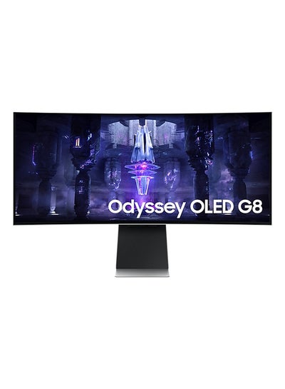 اشتري شاشة ألعاب منحنية مقاس 34 بوصة من سلسلة Odyssey G85SB OLED Ultra WQHD، 175 هرتز، 0.1 مللي ثانية، USB من النوع C، (3440 × 1440) DisplayHDR True Black 400، AMD FreeSync Premium Pro، تجربة تلفزيون ذكية، بث ألعاب متقدم، LS34BG850SMXUE 2023 أبيض لون أبيض في الامارات