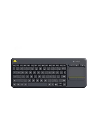 Buy K400 Plus Wireless Livingroom Keyboard With Touchpad for Home Theatre PC Connected to TV, Customizable Multi-Media Keys, Windows, Android, Laptop/Tablet, AR Layout Black in UAE
