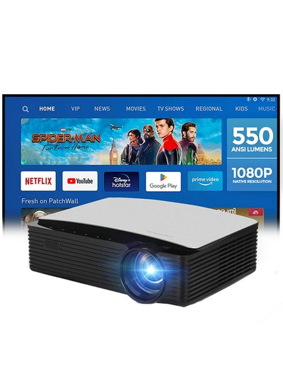 Buy Android 9.0 Tv 1080P 550 Ansi/Screen Size To 250 Inch For Small Big Room Download App Bluetooth Wifi Home Theater Outdoor Gaming Projectors With Hdmi/Usb/Av Ports 92 Black in UAE