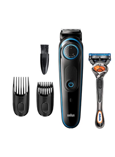 Buy Braun Beard Trimmer BT5240 With Precision Dial, 2 Combs And Gillette Fusion5 Proglide Razor Blue in Egypt