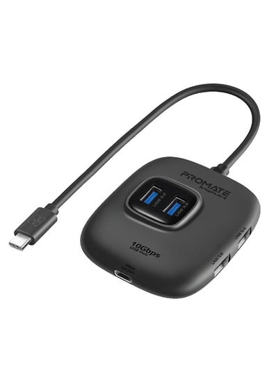 Buy USB-C To USB Hub Premium Multiport With Removable USB-A Adapter 10Gbps Sync Charge USB 3.2 Ports 100W Type-C Power Delivery Black in Saudi Arabia