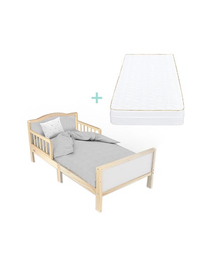 اشتري Wooden Toddler Bed 143x73x60 With Mattress 140x70x10 Cm في الامارات