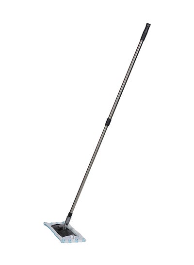 Buy Chrome Big Floor Sweeper Duster Flat Mop With Electrostatic Microfiber Cloth Black/Grey 44x15cm in UAE