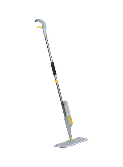 Buy Cleaning Spray Mop Sweeper With Microfiber Cloth Yellow/Grey 36x13x131cm in UAE