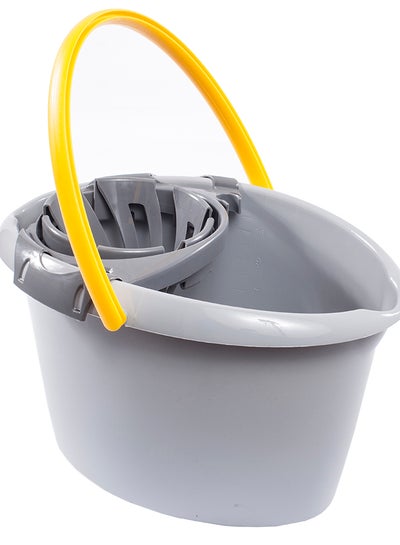 Buy Extra-Strong Cleaning Bucket 12 L With Stackable Wringer Grey/Yellow 40x31x26cm in Saudi Arabia