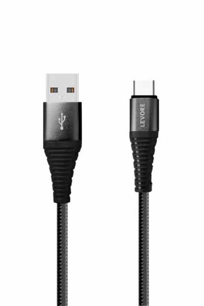 Buy 1M Nylon Braided UAB  A to USB C Cable Black in UAE