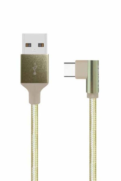 اشتري 1M Angle Nylon Braided USB A to USB C Cable Gold في السعودية