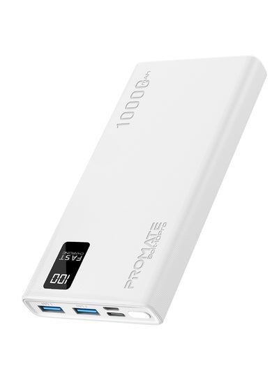 Buy 10000.0 mAh Bolt 10000mAh Compact Smart Charging Power Bank with Dual USB-A & USB-C Output 10W White in Saudi Arabia