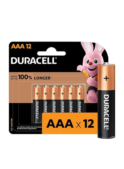 Buy 12-Piece Type AAA Alkaline Batteries Black/Brown in UAE