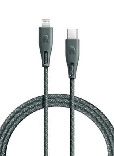 Buy Nylon USB-A To Lightning Cable 1.2M Grey in Saudi Arabia
