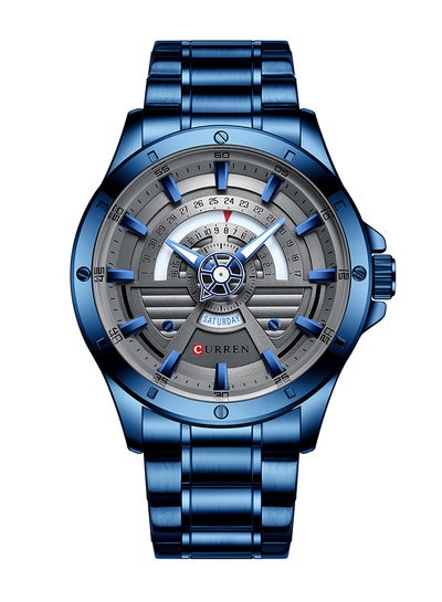 اشتري Men's Waterproof Stainless Steel BAnd Day-Date Quartz Watch 8381 - 46 mm - Blue في الامارات