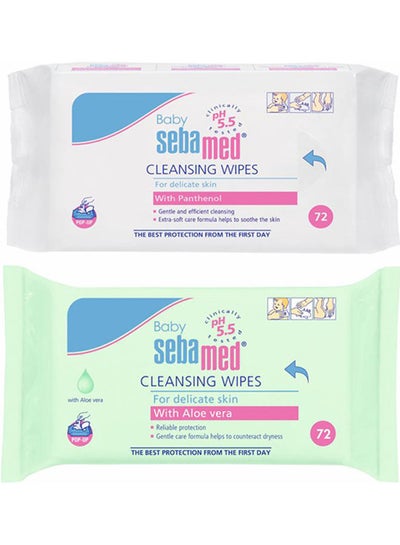 اشتري 144 Piece Baby Wet Wipes And Baby Wipes With Aloe Vera في الامارات