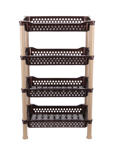 اشتري 4-Tier Multi-Layer Kitchen Rack Plastic Multi-Purpose Storage Rack For Fruits And Vegetables Brown/Beige 427x277x720mm في الامارات