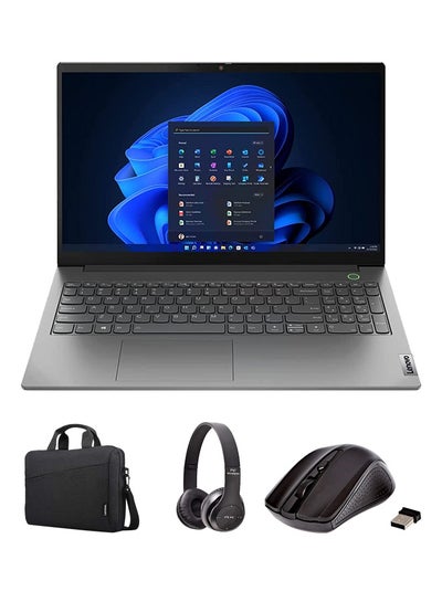 اشتري ThinkBook 14 G2 Business Laptop With 14 Inch Display, Core i5-1135G7 Processor/16GB RAM/1TB SSD/Intel Iris XE Graphics/Windows 11 Pro With Laptop Bag + Wireless Mouse + BT Headphone English Grey في الامارات