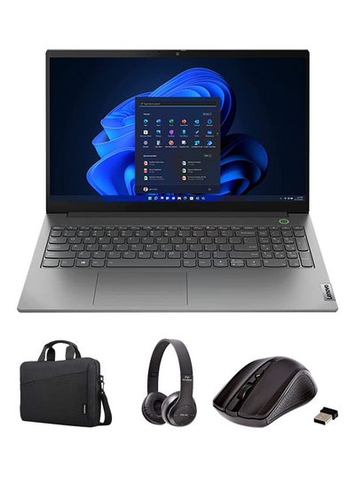 Buy ThinkBook 14 G2 Business Laptop With 14 Inch Display, Core i5-1135G7 Processor/8GB RAM/512GB SSD/Intel Iris XE Graphics/Windows 11 Pro With Laptop Bag + Wireless Mouse + BT Headphone English Grey in UAE