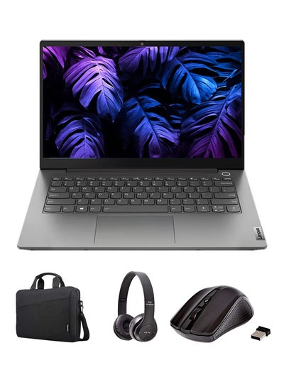 اشتري Thinkbook 14 G2 ITL Laptop With 14 Inch Display, Core i7-1165G7 Processor/16GB RAM/1TB SSD/Intel Iris XE Graphics/Windows 10 Pro With Laptop Bag + Wireless Mouse + BT Headphone اللغة الإنجليزية رمادي في الامارات