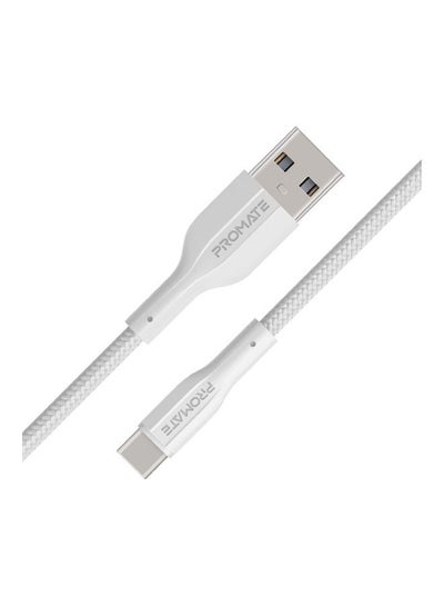 Buy USB to USB-C Cable, Durable Silicone Type-C Charging Cable with 2A Fast Charging, 480 Mbps Data Sync, 1m Anti-Tangle Wire and 10000 Long Bend Lifespan for Samsung Galaxy S22, iPad Air, XCord-AC White in Saudi Arabia