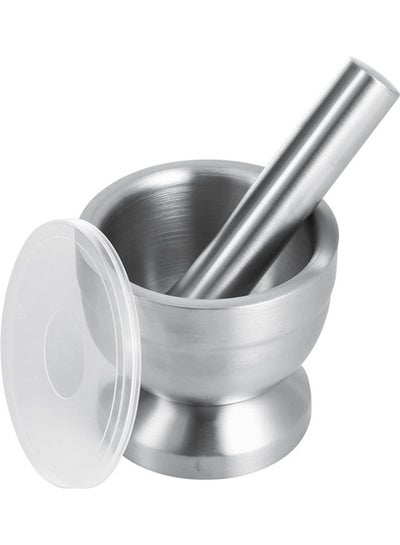 Buy Stainless Steel Mortar And Pestle Grinding Bowl For Grinding And Crushing Herbs Silver in UAE