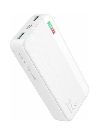 Buy 20000 mAh 12W Fast Charging Power Bank Dual Inputs Dual Outputs Phone Charger Battery White in UAE