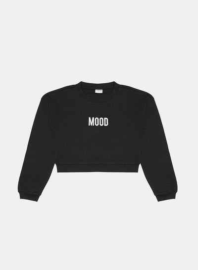Buy Cropped Sweatshirt Black in Saudi Arabia
