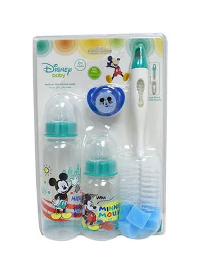 Buy Pack Of 4 Mickey Mouse Printed Feeding Bottle With Pacifier And Washer Set in UAE