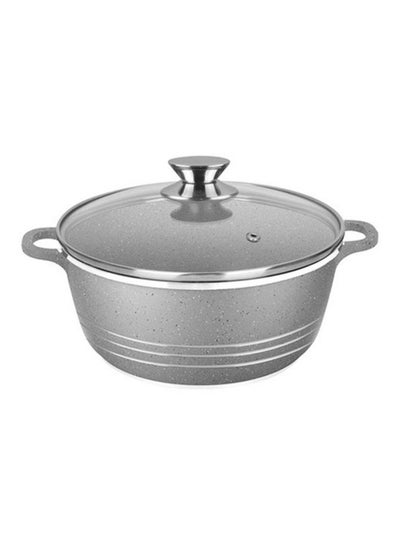 Buy Granite Non Stick Casserole Pot With Lid Grey/Clear 32cm in UAE