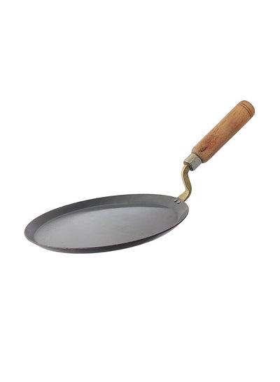 Buy Iron Roti Tawa With Wooden Handle Black/Yellow 10inch in UAE