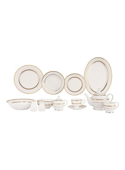 Buy Royalford 83 Piece Premium Bone China Dinner Set- RF11047| Includes Oval Plates, Dinner Plates, Soup Plates Premium in UAE