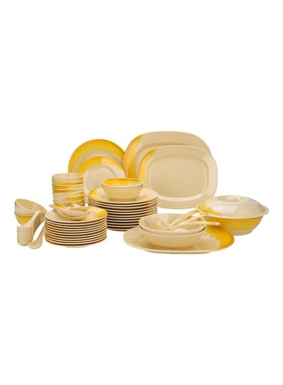 Buy Royalford RF8102 Ribble Designed Melamine Dinner Set, 64 Pcs Beige in UAE