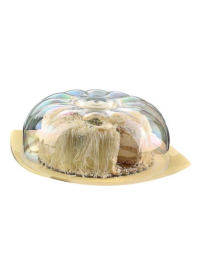 Buy Royalford Square Cake Tray with Dome- RF10908 Plastic Tray Perfect for Decorating, Displaying and Serving Cake| BPA-Free, Odor-Free and Stylish Design Yellow 30.5x30.5x11cm in UAE