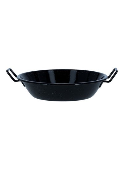 اشتري Wok Pan with Enamel Coating Stylish Design with Extra Flat Base and Raised Handles, Easy Food Release and Cleanup| Perfect for Deep and Shallow Frying, Oven Safe أسود 28سم في الامارات