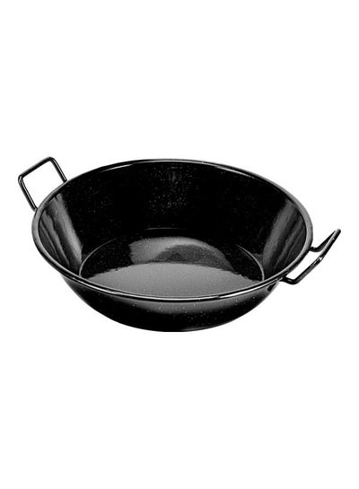 Buy 30 CM Wok Pan with Enamel Coating- RF11328|Stylish Design with Extra Flat Base and Raised Handles, Easy Food Release and Cleanup| Perfect for Deep and Shallow Frying, Oven Safe Black 30cm in UAE