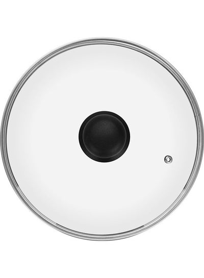 Buy Royalford 26 CM Tempered Glass Lid With Bakelite Knob- RF11726 3.8 MM Thickness, Transparent Lid With Stainless Steel Frame Equipped With Steam Release Vent TRANSPARENT 26cm in UAE