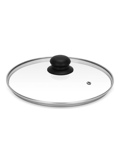 Buy Royalford 30 CM Tempered Glass Lid With Bakelite Knob- RF11728 3.8 MM Thickness, Transparent Lid With Stainless Steel Frame Equipped With Steam Release Vent TRANSPARENT 30cm in UAE