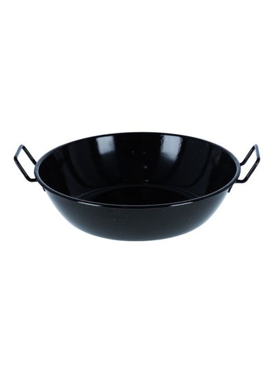 Buy 34 CM Wok Pan with Enamel Coating- RF11330|Stylish Design with Extra Flat Base and Raised Handles, Easy Food Release and Cleanup| Perfect for Deep and Shallow Frying Black 34cm in UAE